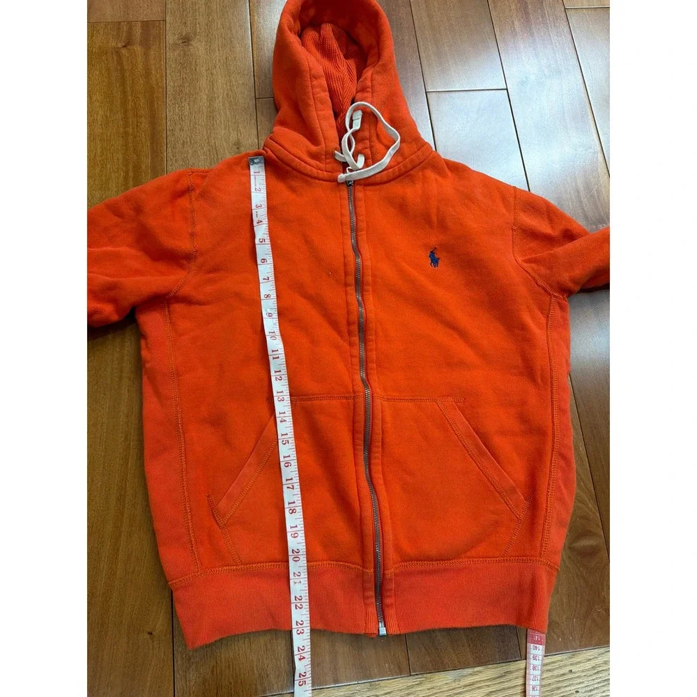 Polo Ralph Lauren Hoodie Mens Orange Full Zip Fleece Pony Logo‎ Medium